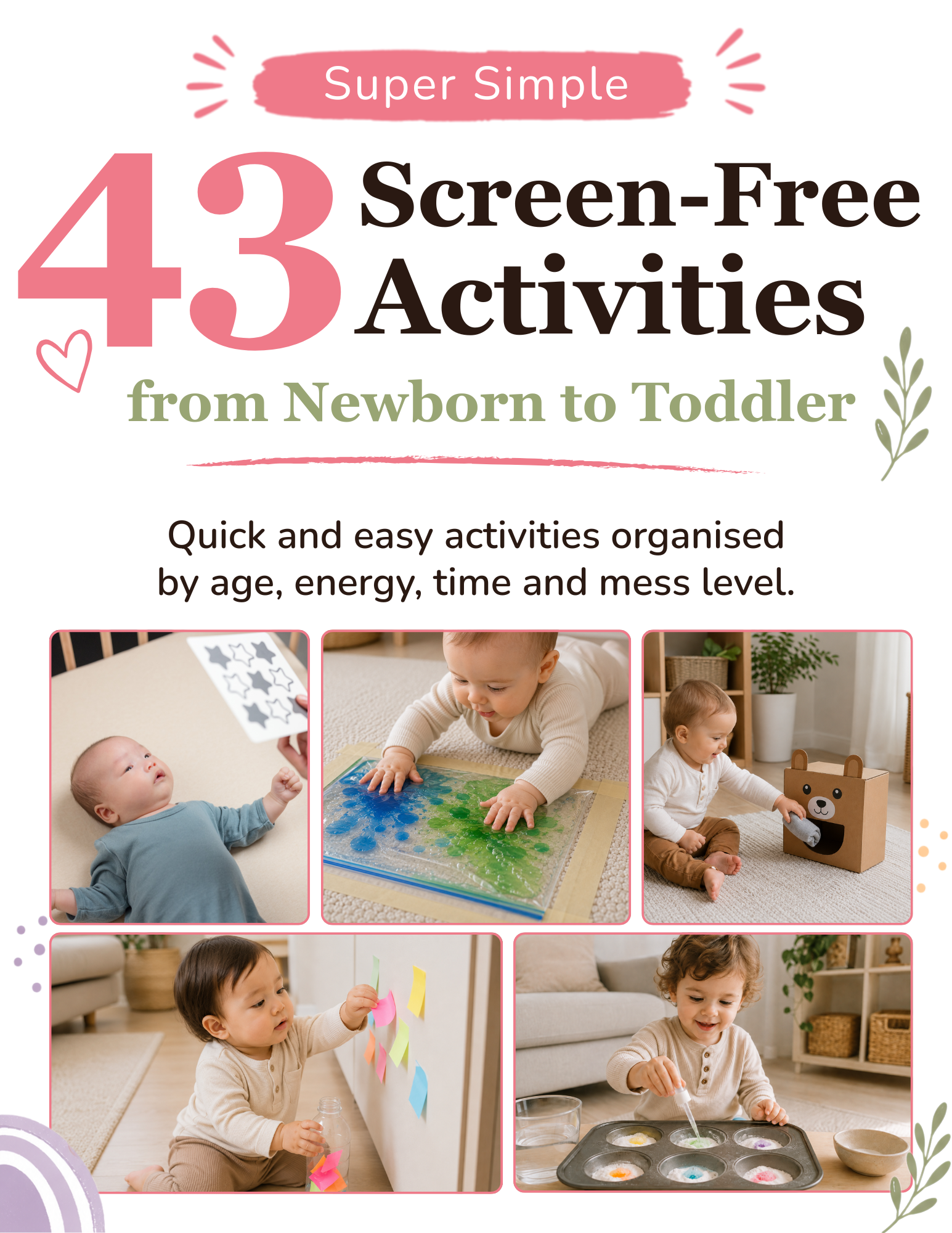 43 Screen-Free Activities from Newborn to Toddler free guide